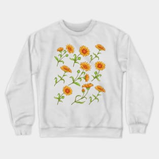 Calendula Flower Pattern Crewneck Sweatshirt